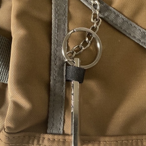 Tan and Gray Belt Bag with Durable Fabric and Metal Accents - Picture 5 of 9